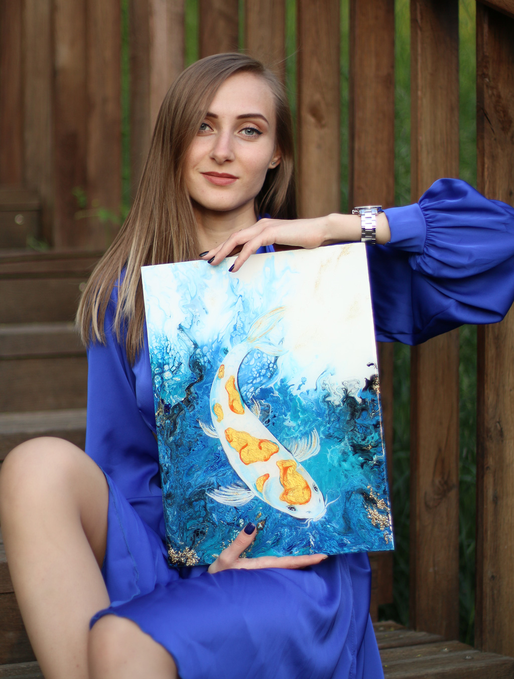 obraz fluid art karp koi