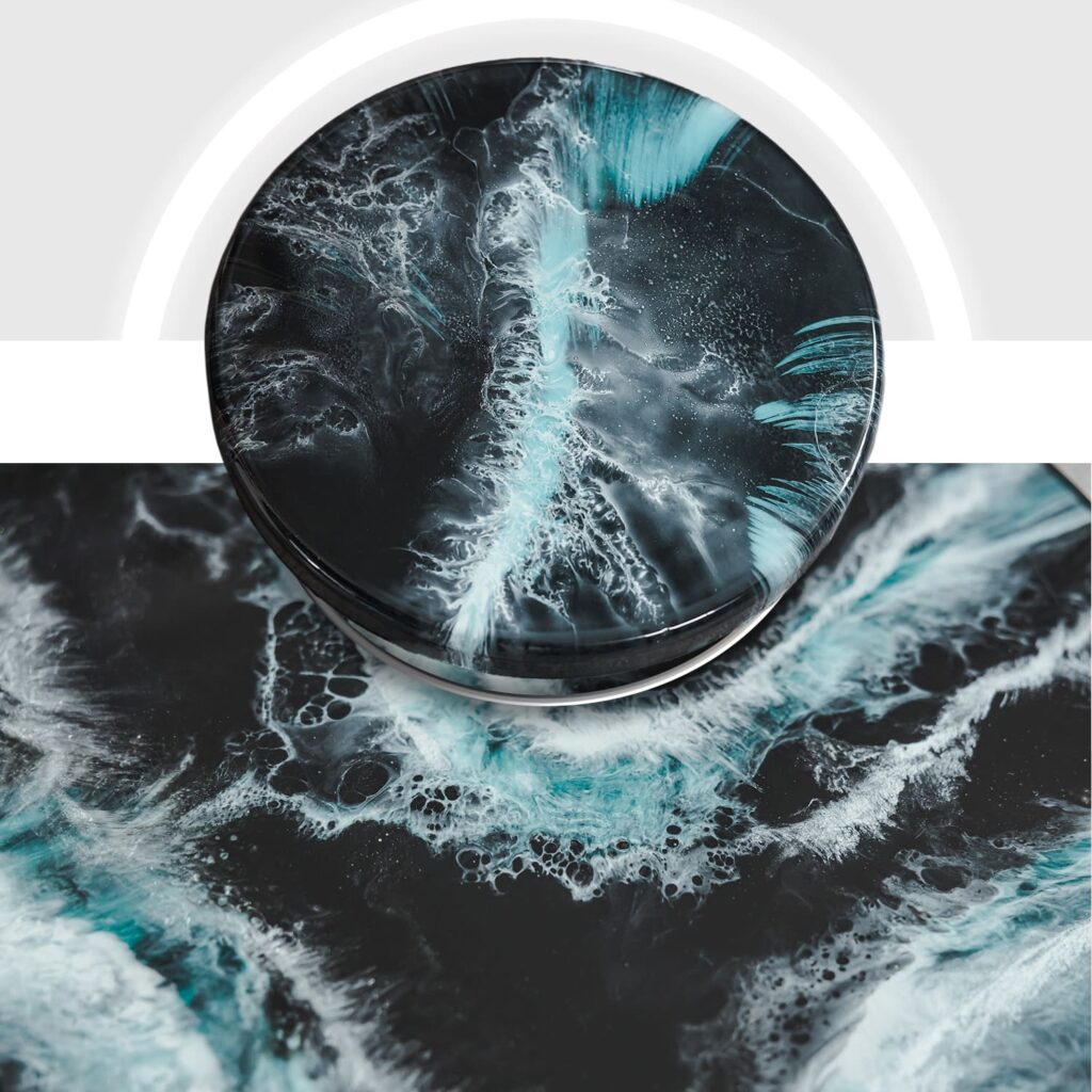 stolik kawowy z żywicy głebokie wody