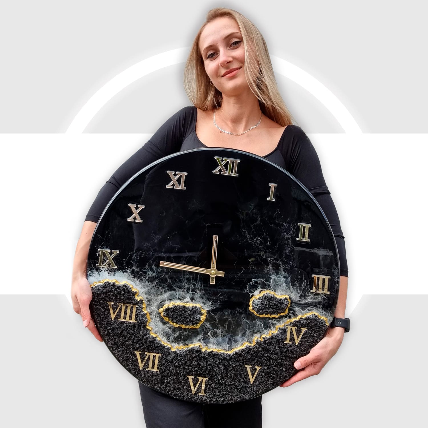 zegar z żywicy czarne morze