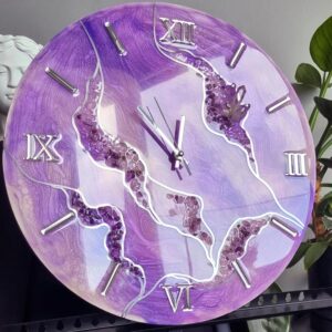 zegar z żywicy lawenda ametyst