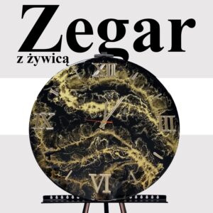 zegar z żywicą czarno złoty
