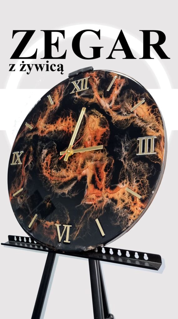 zegar z żywicy na zamówienie czarny kuper