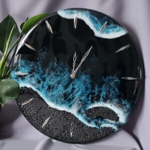 zegar z żywicą ocean z efektem fal morskich