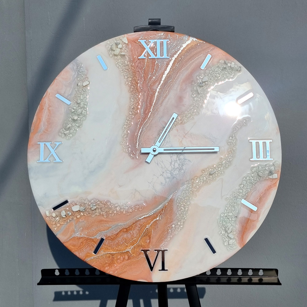 Zegar ścienny z żywicy Jasno brązowy marmur