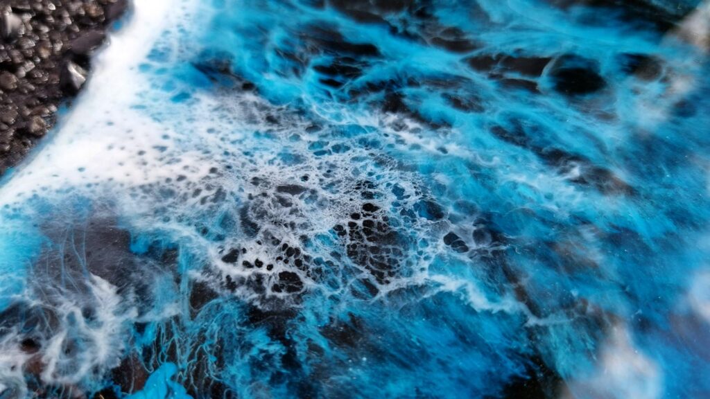 zegar z żywicą ocean z efektem fal morskich