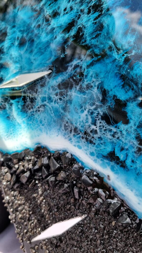 zegar z żywicą ocean z efektem fal morskich