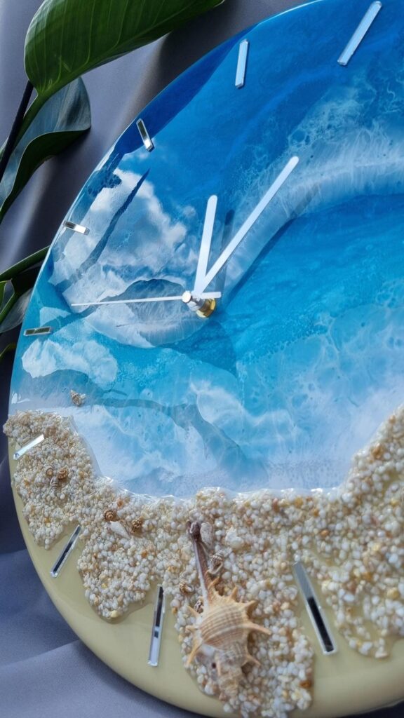 zegar z żywicą ocean niebieskie morze
