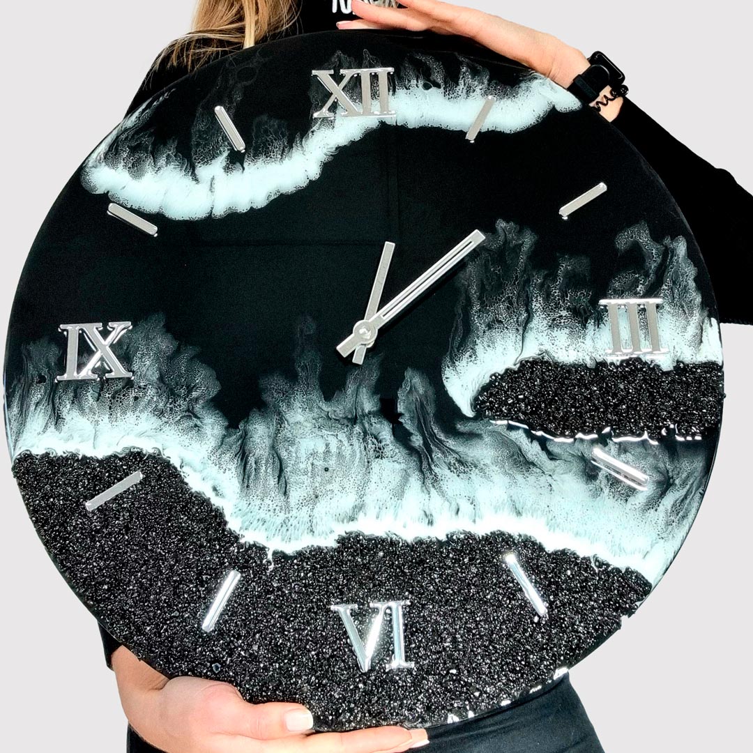 zegar ścienny z żywicy czarne morze