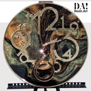 Zegar ścienny Lublin czarno brązowo zielony z logo