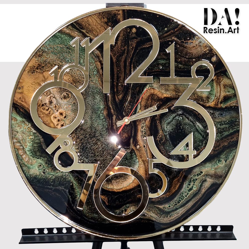 Zegar ścienny Lublin czarno brązowo zielony z logo