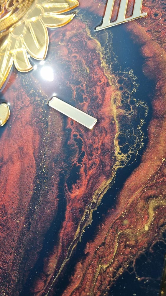 zegar ścienny z żywicy Polska godło czerwony czarny złoto