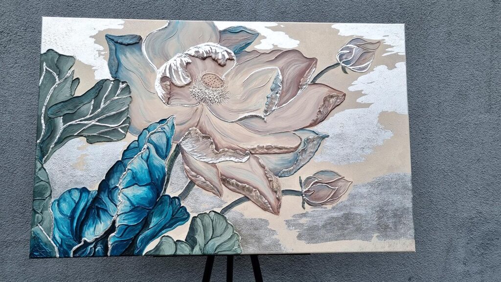 3D obraz Lilia z pastą teksturalną