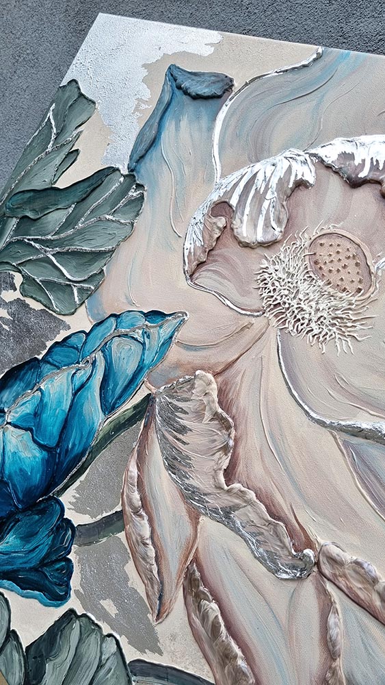 3D obraz Lilia z pastą teksturalną