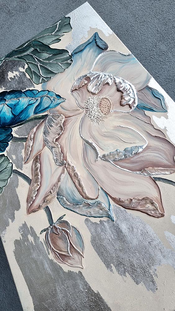 3D obraz Lilia z pastą teksturalną