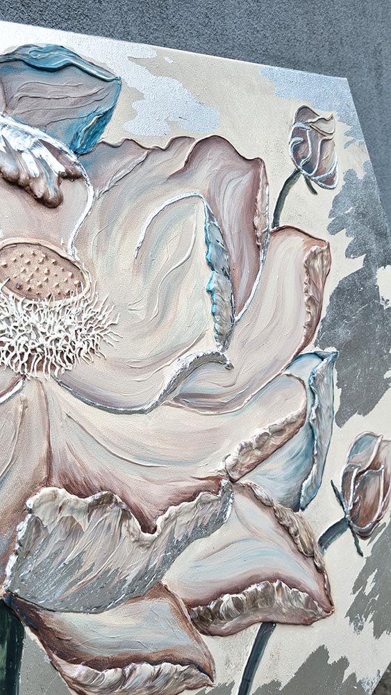 3D obraz Lilia z pastą teksturalną