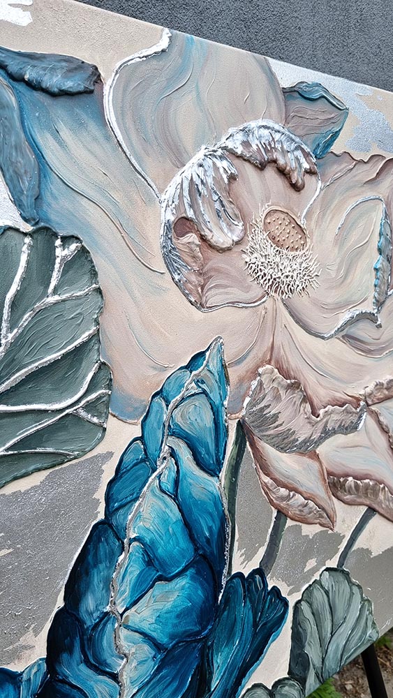 3D obraz Lilia z pastą teksturalną