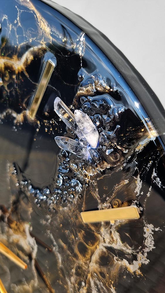 Zegar z żywicy da resin art czarno złoty marmur 40 cm