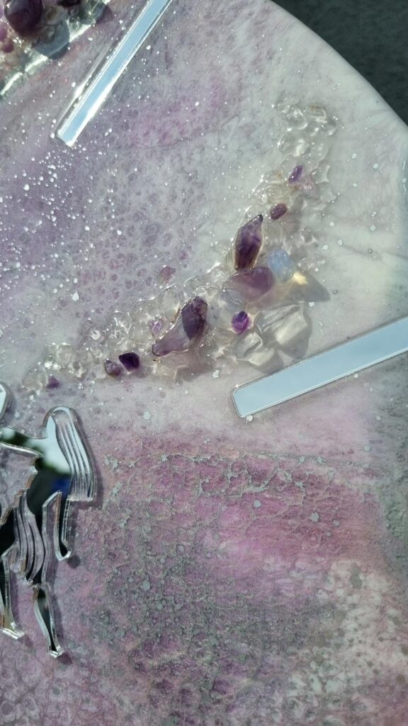 zegar z żywicy Ametyst jasno fioletowy wrzosowy lawenda znaki zodiaku