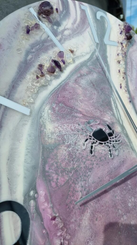 zegar z żywicy Ametyst jasno fioletowy wrzosowy lawenda znaki zodiaku
