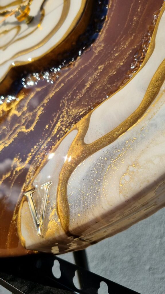 Zegar ścienny żywica „Kanion” brązowo beżowy