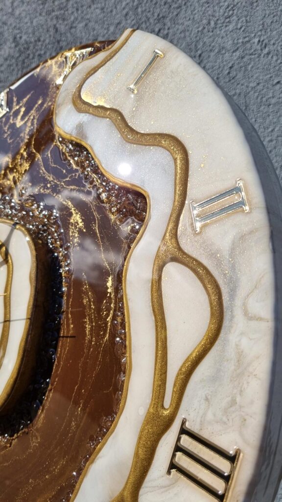 Zegar ścienny żywica „Kanion” brązowo beżowy