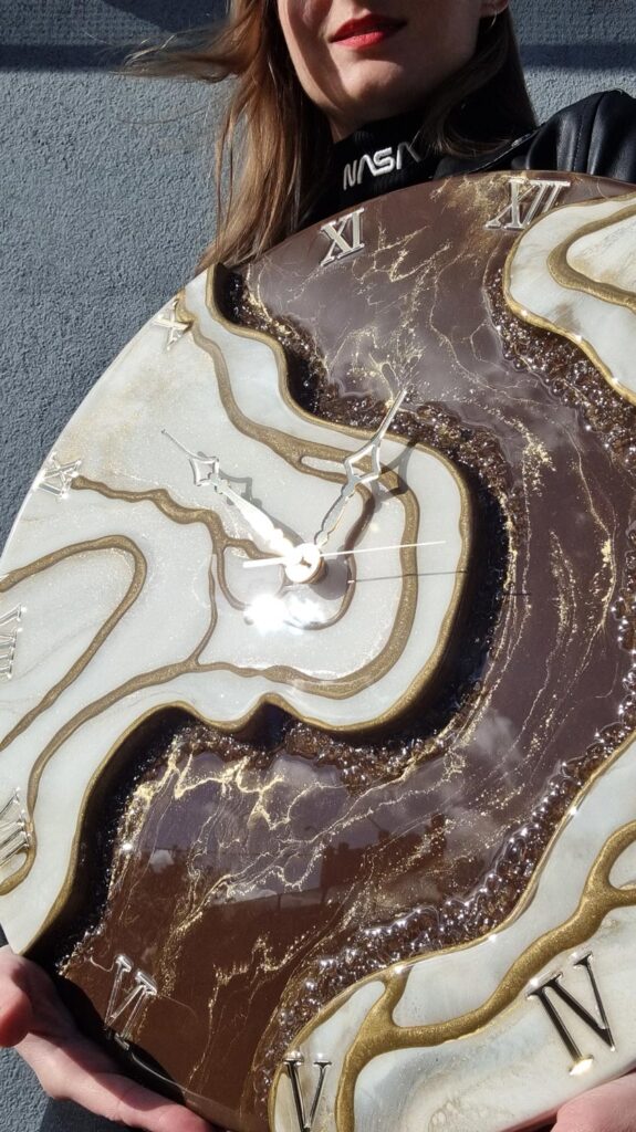 Zegar ścienny żywica „Kanion” brązowo beżowy