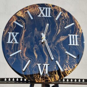 Zegar ścienny z żywicy Złoto brąz na czarnym