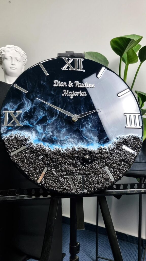 zegar z żywicą ocean z efektem fal morskich