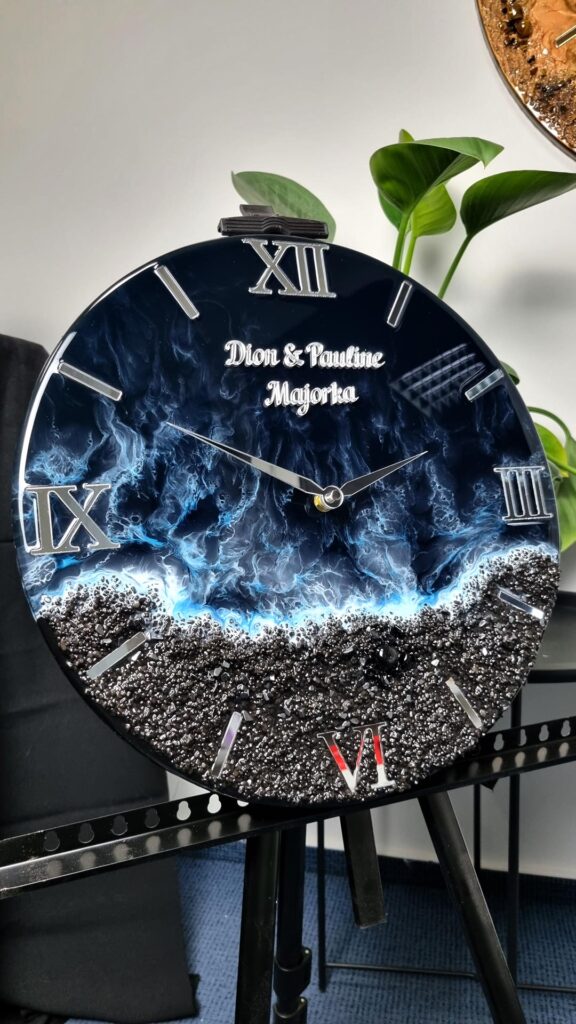 zegar z żywicą ocean z efektem fal morskich