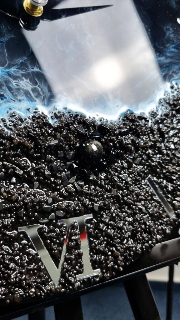 zegar z żywicą ocean z efektem fal morskich