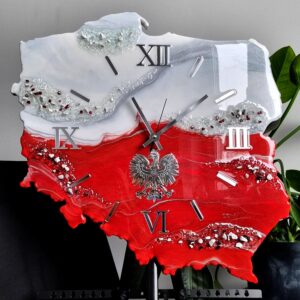 zegar ścienny z żywicy polska godło biało czerwony