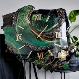 zegar żywica polska czarny zielony złoty godło