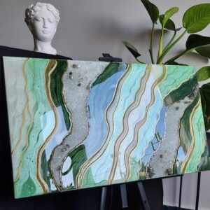 obraz z żywicy geoda zielony