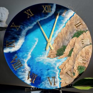zegar ścienny z żywicy morze z klifem z efektem fal morskich 3D