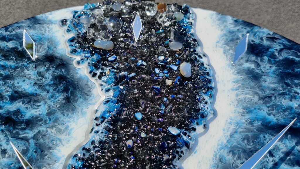 zegar z żywicą ocean z efektem fal morskich