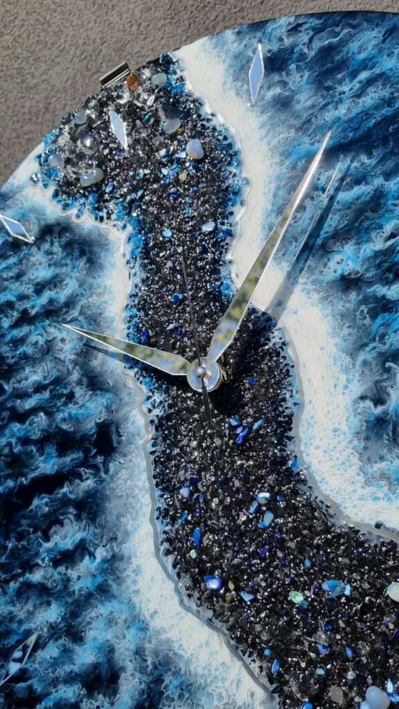 zegar z żywicą ocean z efektem fal morskich