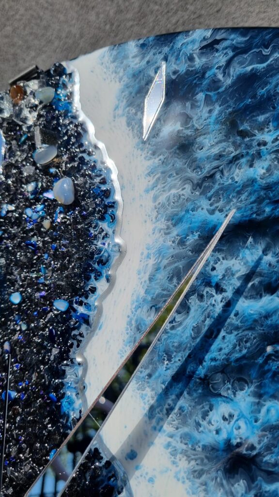 zegar z żywicą ocean z efektem fal morskich