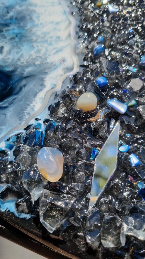 zegar z żywicą ocean z efektem fal morskich