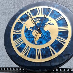 zegar ścienny z żywicy morze turkus złoto