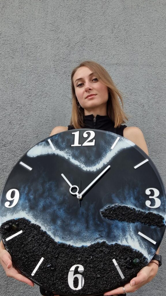 zegar z żywicą ocean z efektem fal morskich