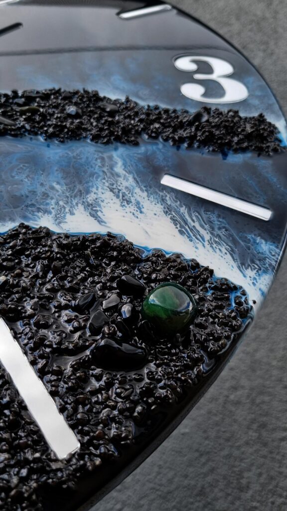 zegar z żywicą ocean z efektem fal morskich